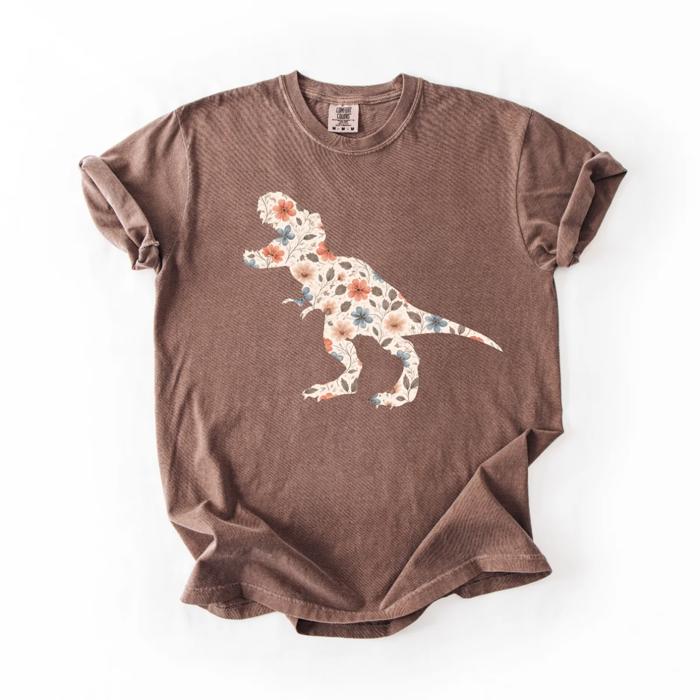 Floral Dinosaur T-Rex  - T-Shirt or Sweatshirt