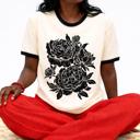  Whimsical Black Peonies Floral Spring Summer - T-Shirt (Ringer) Unisex Fine Jersey