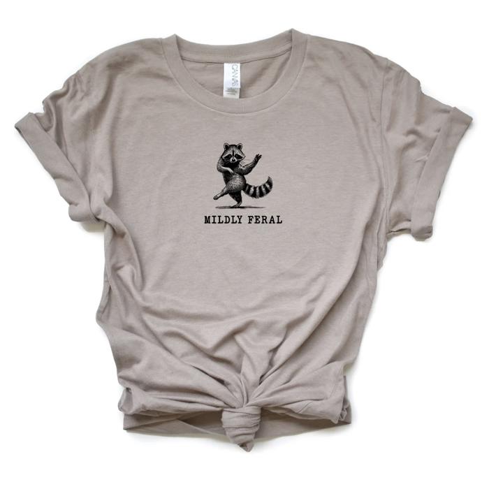 Mildy Feral Funny Cute Raccoon - 80 Colors - Comfy Classic Bella Canvas T-Shirt