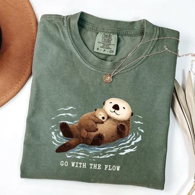 Go With The Flow Adorable Sea Otters - Comfy Animal Lovers T-Shirt
