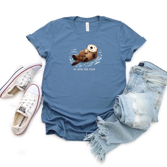 Go With The Flow Adorable Sea Otters - Comfy Animal Lovers T-Shirt