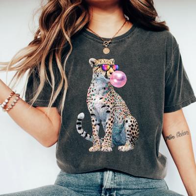 Adorable Cheetah With A Bubble - T-Shirt (Crewneck)  100 Cotton Heavyweight Tee (Unisex)  Comfort Colors, T-Shirt (Crewneck)  Jersey Tee (Unisex)  Tultex