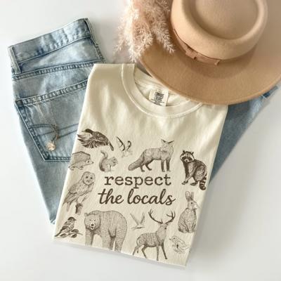 Respect The Locals Animal Wildlife Outdoors Design - Comfy T-Shirt (Main Image - Comfort Colors - Ivory)
