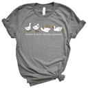  Walking By Faith, Tripping Constantly Christian Silly Goose Design - Comfy T-Shirt (Main Image Bella Canvas - Deep Heather)