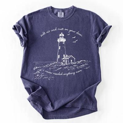 Salt Air and Rust On Your Door - Lighthouse Nautical Beachy Design - Soft Wash Comfort Colors (Main Image Color - True Navy)