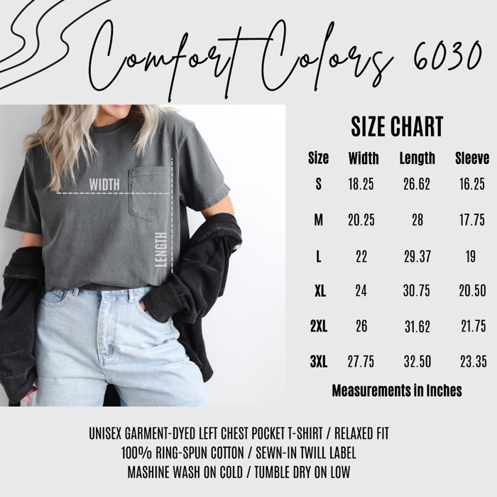 Country Western Cowboy Boots With Wild Flowers Soft Wash Pocket Tee - T-Shirt (Crewneck Pocket)  Garment-Dyed Heavyweight  (Unisex) Comfort Colors
