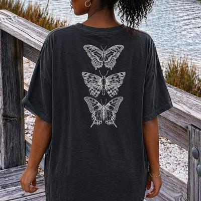 3 Butterflies Down The Back - Soft Wash Comfort Colors (Main Color - Pepper)