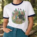  Someone In The Woods Loves Me Hiking Camping Outdoors Design - T-Shirt (Ringer) Unisex Fine Jersey (Main Image - Vintage White, Mellow Yellow)