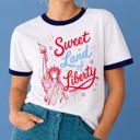  Sweet Land Of Liberty Patriotic Fourth Of July 4th Statue of Liberty - T-Shirt (Ringer) Unisex Fine Jersey
