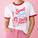  Sweet Land Of Liberty Patriotic Fourth Of July 4th Statue of Liberty - T-Shirt (Ringer) Unisex Fine Jersey