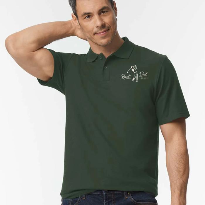 Best Dad By Par Funny Golfing Fathers Day Pun - Polo T-Shirt (Unisex) Softstyle Pique Polo