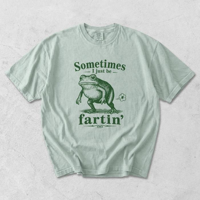 Sometimes I Just Be Fartin Funny Frog Saying - Soft Wash Cotton T-Shirt (Main Image is Comfort Colors - Bay)