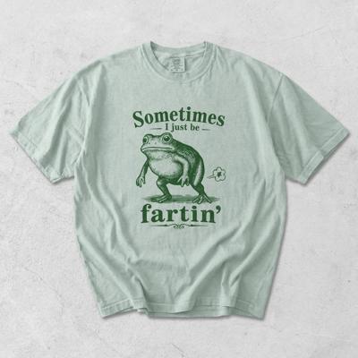 Sometimes I Just Be Fartin Funny Frog Saying - Soft Wash Cotton T-Shirt (Main Image is Comfort Colors - Bay)