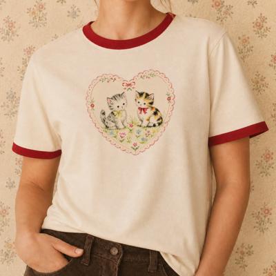 Adorable Vintage Kittens  - T-Shirt (Ringer) Unisex Fine Jersey