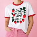  Stay At Home Club Vintage Style Strawberries - T-Shirt (Ringer) Unisex Fine Jersey (Main Image - White,Red)