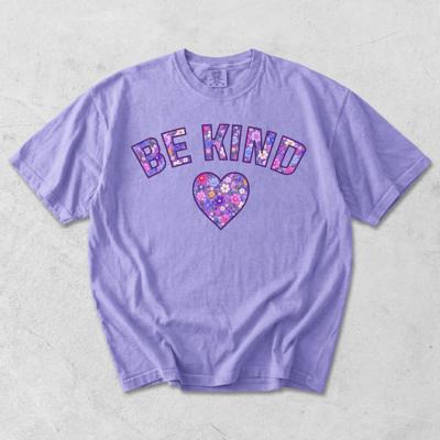 Be Kinds Ditzy Purple Floral - T-Shirt Soft Wash Cotton (Main Image - Neon Violet)