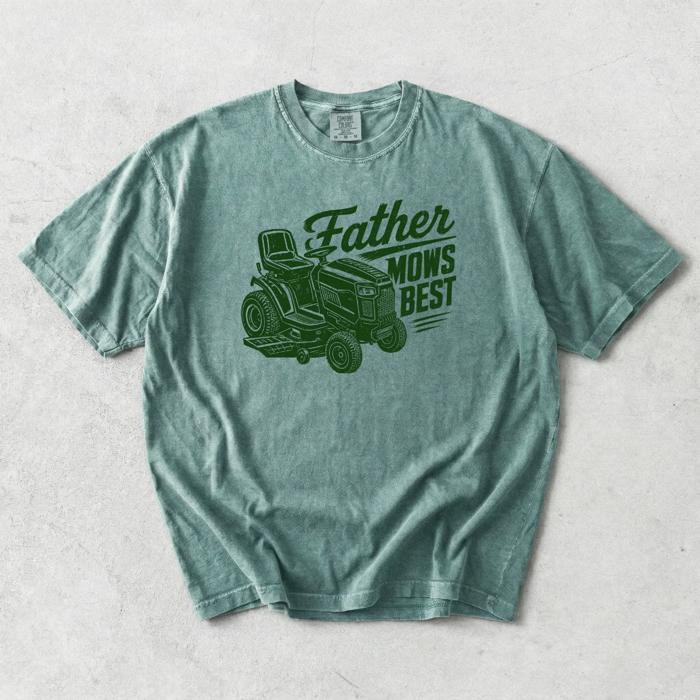 Father Mows Best Fathers Day for Dads - Soft Wash Comfort Colors (Main Image - Light Green)