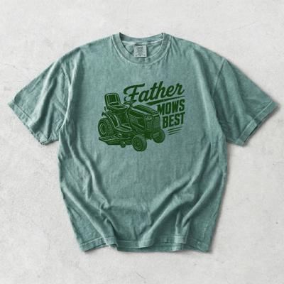 Father Mows Best Fathers Day for Dads - Soft Wash Comfort Colors (Main Image - Light Green)