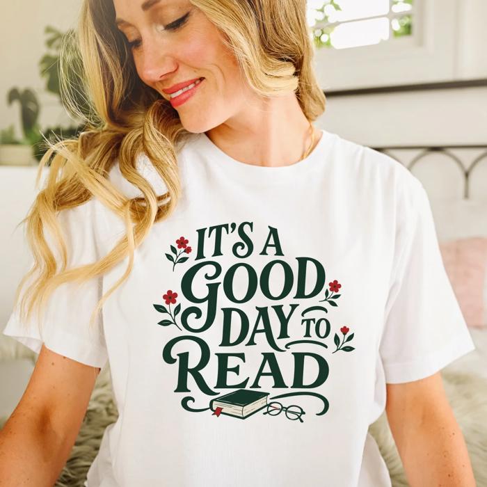 Its A Good Day To Read - T-Shirt (Unisex)  100 Cotton Jersey Tee, T-Shirt (Unisex) Poly-Cotton Heathered Jersey Tee