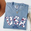  USA - 250 Years Floral Athletic  - T-Shirt (Main Image - Comfort Colors - Blue Jean)