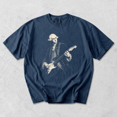George Washington Riffing On An Electric Guitar - Comfy Soft Wash Tees (Main Image - Comfort Colors - Midnight)
