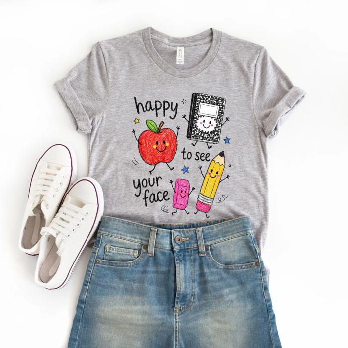 Happy To See Your Face Cute School Characters - Soft Comfy T-Shirt