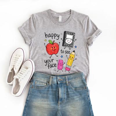 Happy To See Your Face Cute School Characters - Soft Comfy T-Shirt