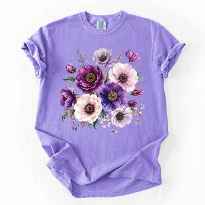 Elegant Purple Flower Bouquet - Soft Comfy T-Shirt (Main Image - Violet - Comfort Colors)