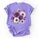  Elegant Purple Flower Bouquet - Soft Comfy T-Shirt (Main Image - Violet - Comfort Colors)