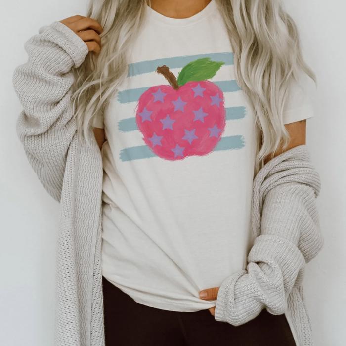 Abstract Back To School Apple For Teachers and Students - Choose T-Shirt Or Sweatshirt