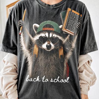 Back To School Raccoon - Soft Comfy T-Shirt (Main Image Comfort Colors - Pepper)