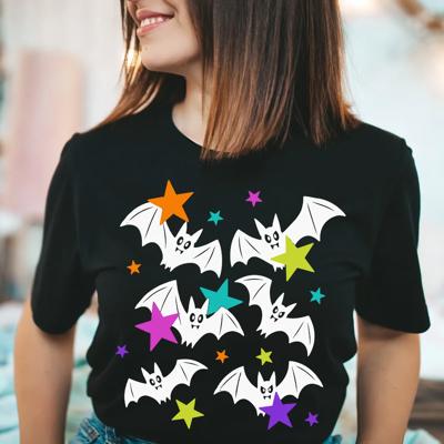 Colorful Spooky Bats Halloween - Choose T-Shirt or Sweatshirt