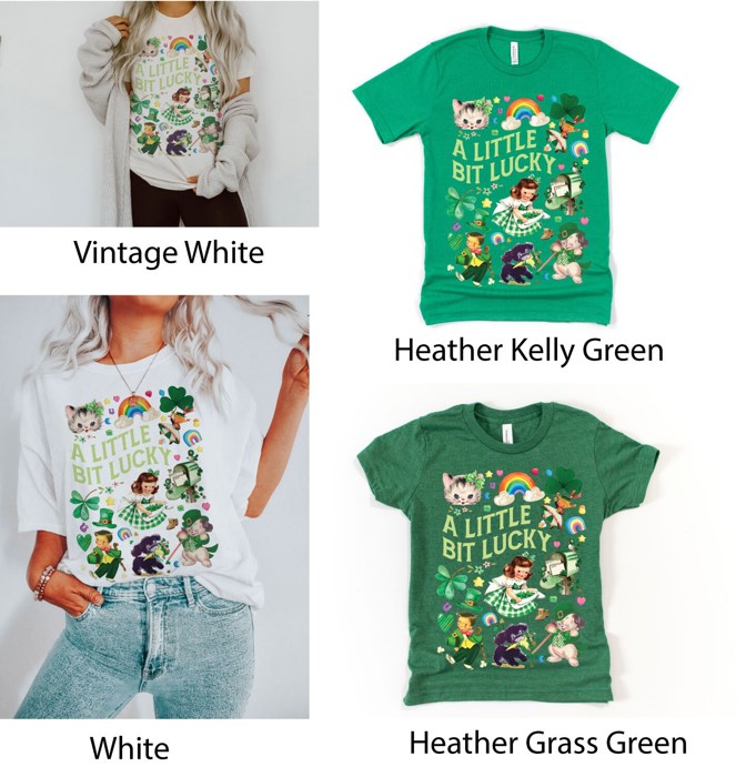A Little Bit Lucky Vintage Retro St. Patrick's Day Charm Unisex Heavyweight Comfort Tee