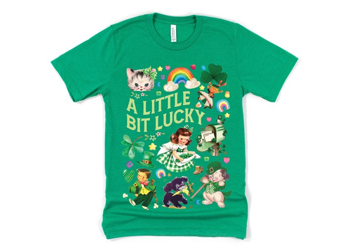A Little Bit Lucky Vintage Retro St. Patrick's Day Charm Unisex Heavyweight Comfort Tee