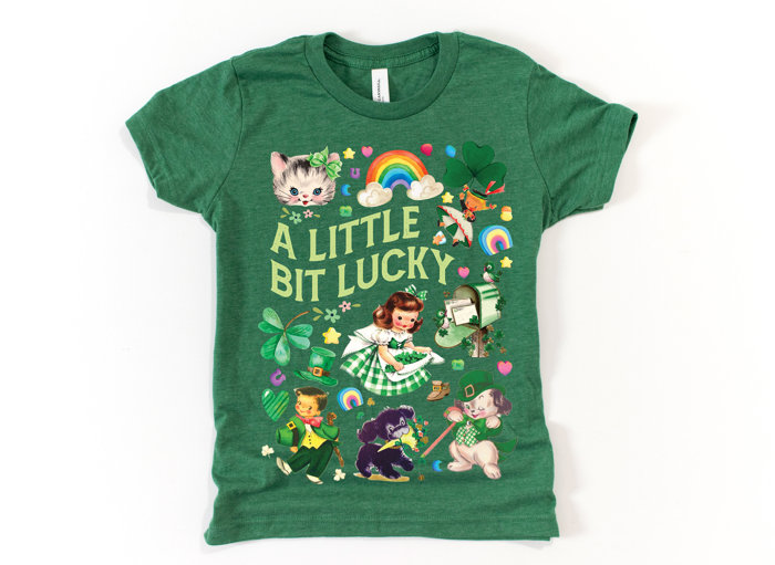 A Little Bit Lucky Vintage Retro St. Patrick's Day Charm Unisex Heavyweight Comfort Tee