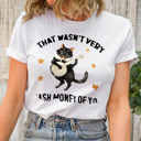  That wasn't very cash money of you Whimsical Banjo Cat Soft Cozy Longer Length Unisex Graphic Tee T-shirt