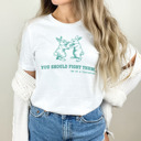  You should fight them, me as a therapist funny Therapy with a Twist: Bunnies in Battle! Soft Cozy Longer Length Unisex Graphic Tee T-shirt