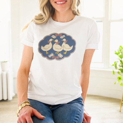 Dazzling Three Ducks Delight Soft Cozy Longer Length Unisex Graphic Tee T-shirt