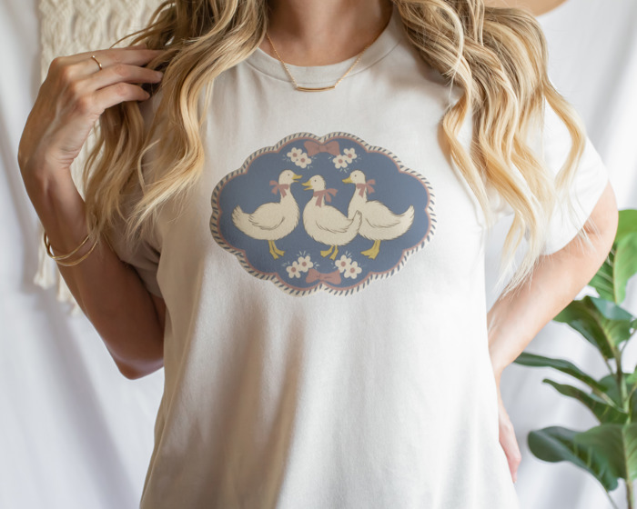 Dazzling Three Ducks Delight Soft Cozy Longer Length Unisex Graphic Tee T-shirt