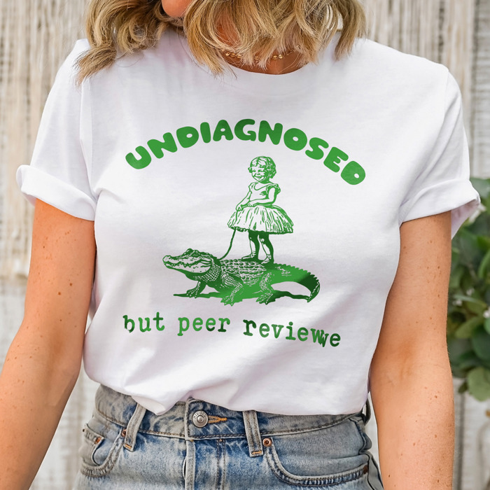 Undiagnosed but peer reviewed. Crocodile Confidence: Undiagnosed Yet Peer Reviewed! Soft Cozy Longer Length Unisex Graphic Tee T-shirt