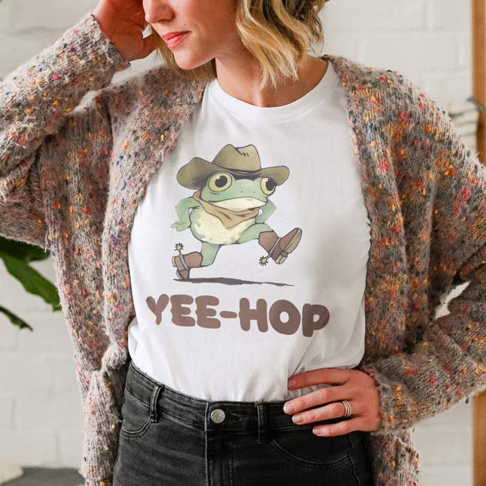 Yee-Hop: The Froggy Adventure Soft Cozy Longer Length Unisex Graphic Tee T-shirt