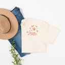  Faux (Printed, not real embroidery)    Embroidery Cherry Blossoms Spring Flowers Pocket Unisex Heavyweight Comfort Tee