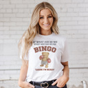  At What Age Do We Start Meeting Up For Bingo 'Cause I'm Ready Boxing Bear Funny Viral Meme Shirt Retro Bingo Champion Bear Soft Cozy Longer Length Unisex Graphic Tee T-shirt