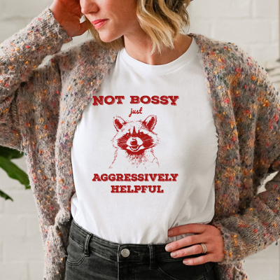 The Aggressive Helper: Not Bossy, Just Bold! Soft Cozy Longer Length Unisex Graphic Tee T-shirt