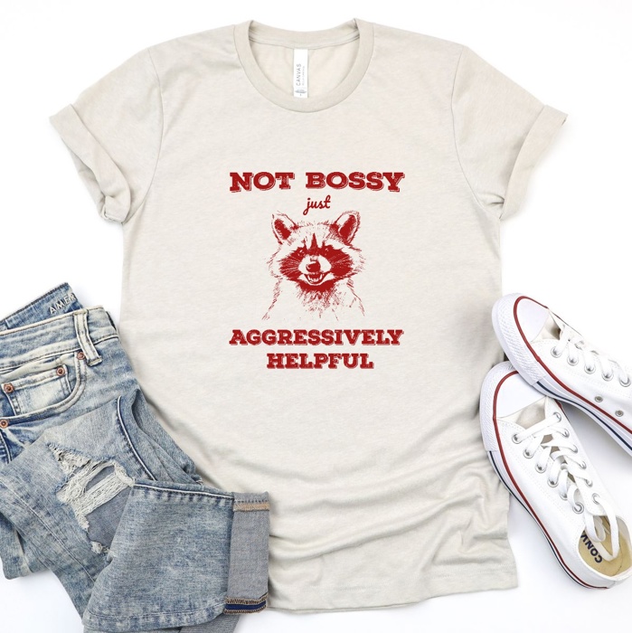 The Aggressive Helper: Not Bossy, Just Bold! Soft Cozy Longer Length Unisex Graphic Tee T-shirt