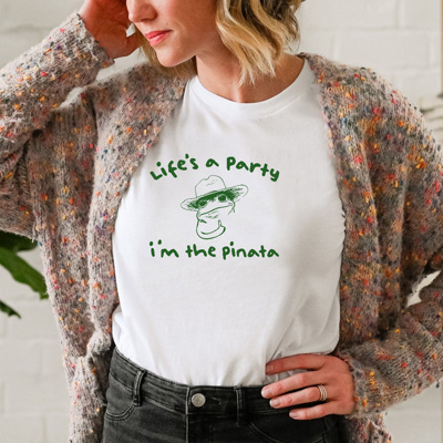 Pinata Party Vibes Soft Cozy Longer Length Unisex Graphic Tee T-shirt