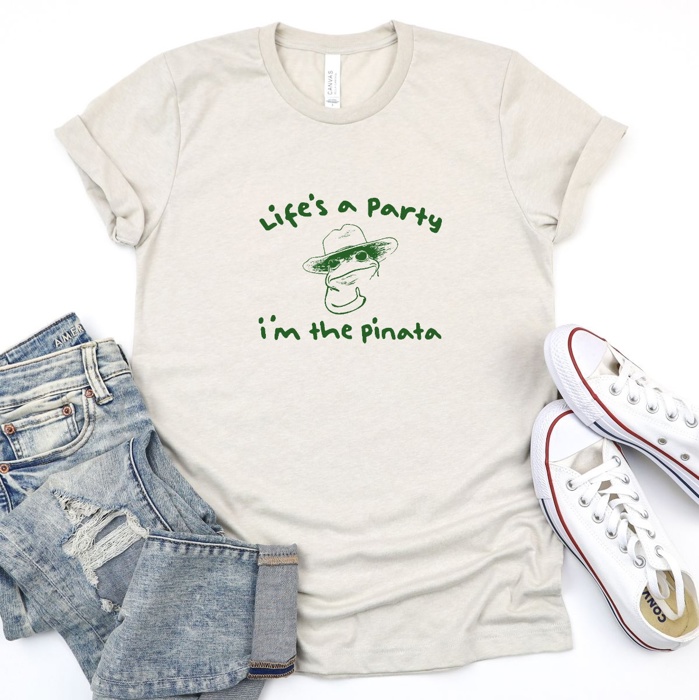 Pinata Party Vibes Soft Cozy Longer Length Unisex Graphic Tee T-shirt