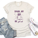  Spark Joy or Get Out: Raccoon's Philosophy Soft Cozy Longer Length Unisex Graphic Tee T-shirt