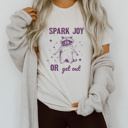  Spark Joy or Get Out: Raccoon's Philosophy Soft Cozy Longer Length Unisex Graphic Tee T-shirt