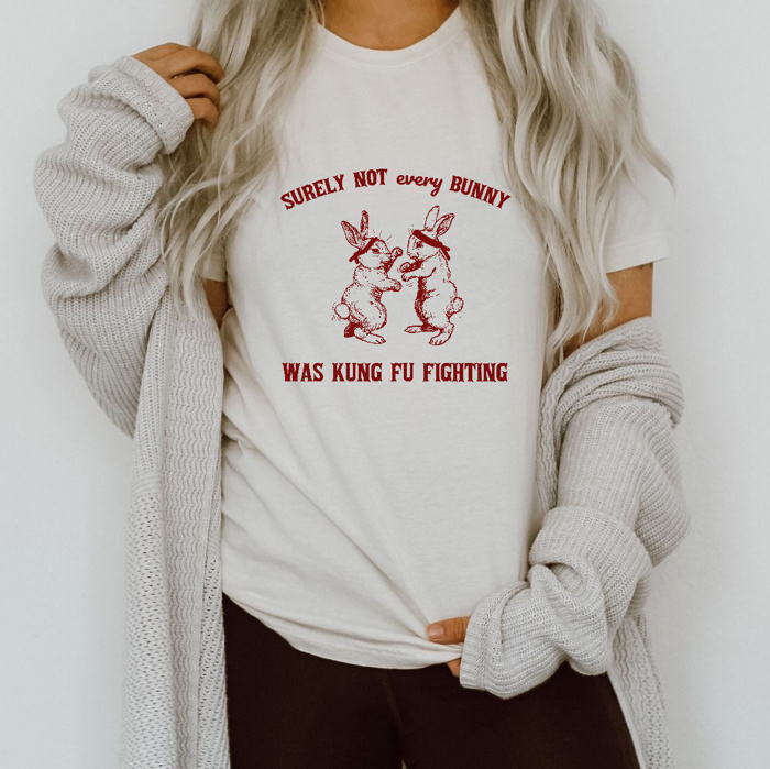 Bunny Combat: Not Every Bunny Fights Kung Fu! Soft Cozy Longer Length Unisex Graphic Tee T-shirt